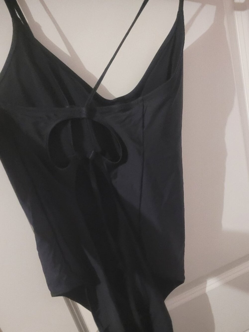 Black Aerie Strappy Lace Up Open Back 1 Piece Swimsuit - Picture 6 of 8